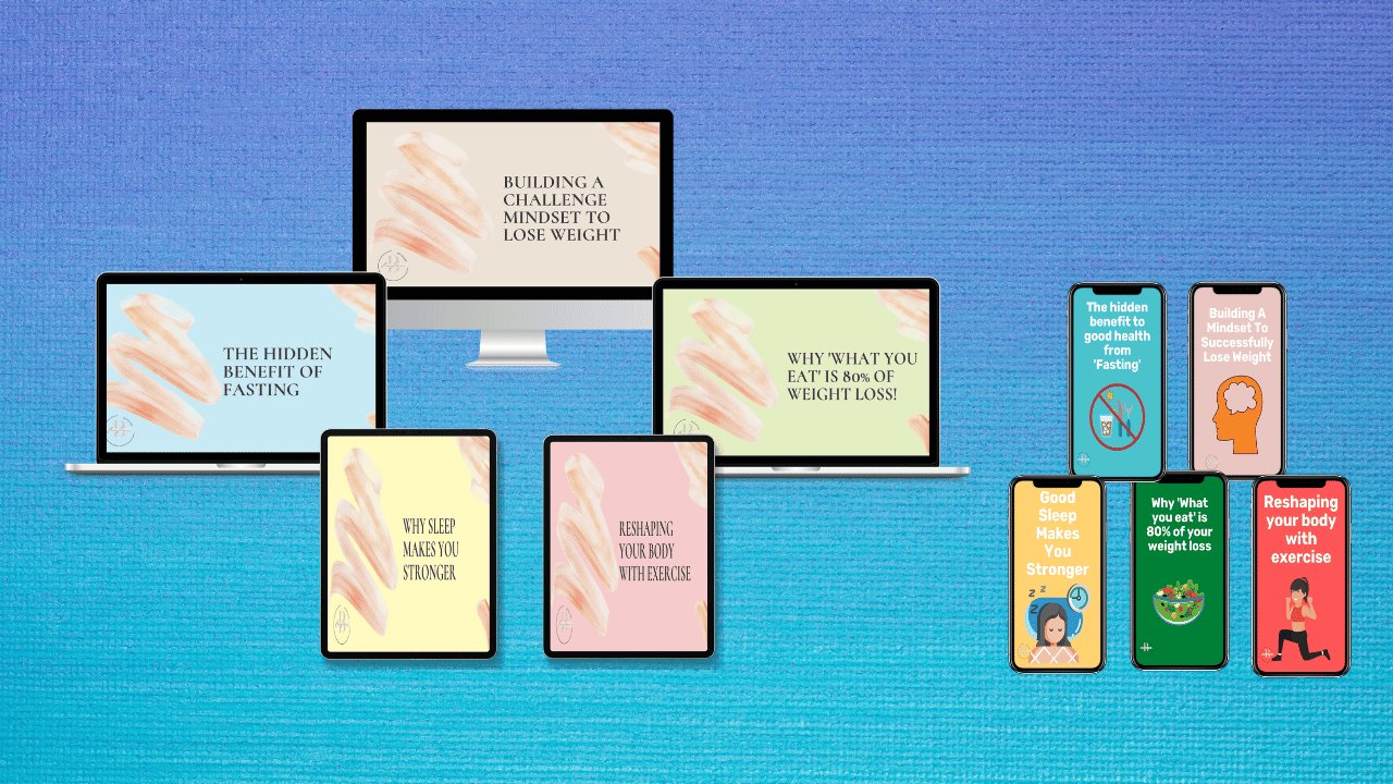 Building a Mindset to Lose Weight course shown on laptops, tablets and phones